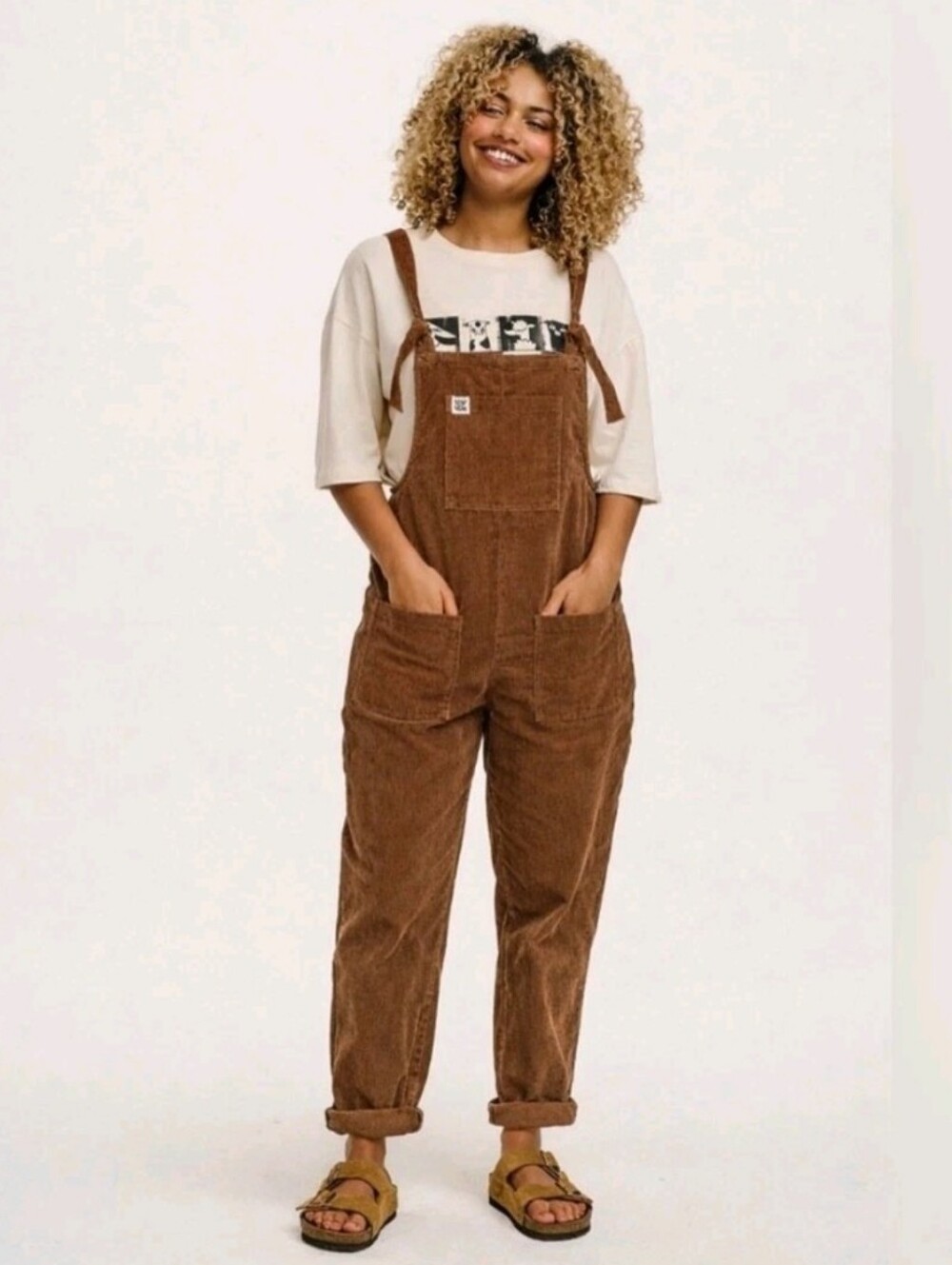 Lucy & Yak Original Corduroy Dungarees in Cocoa Brown